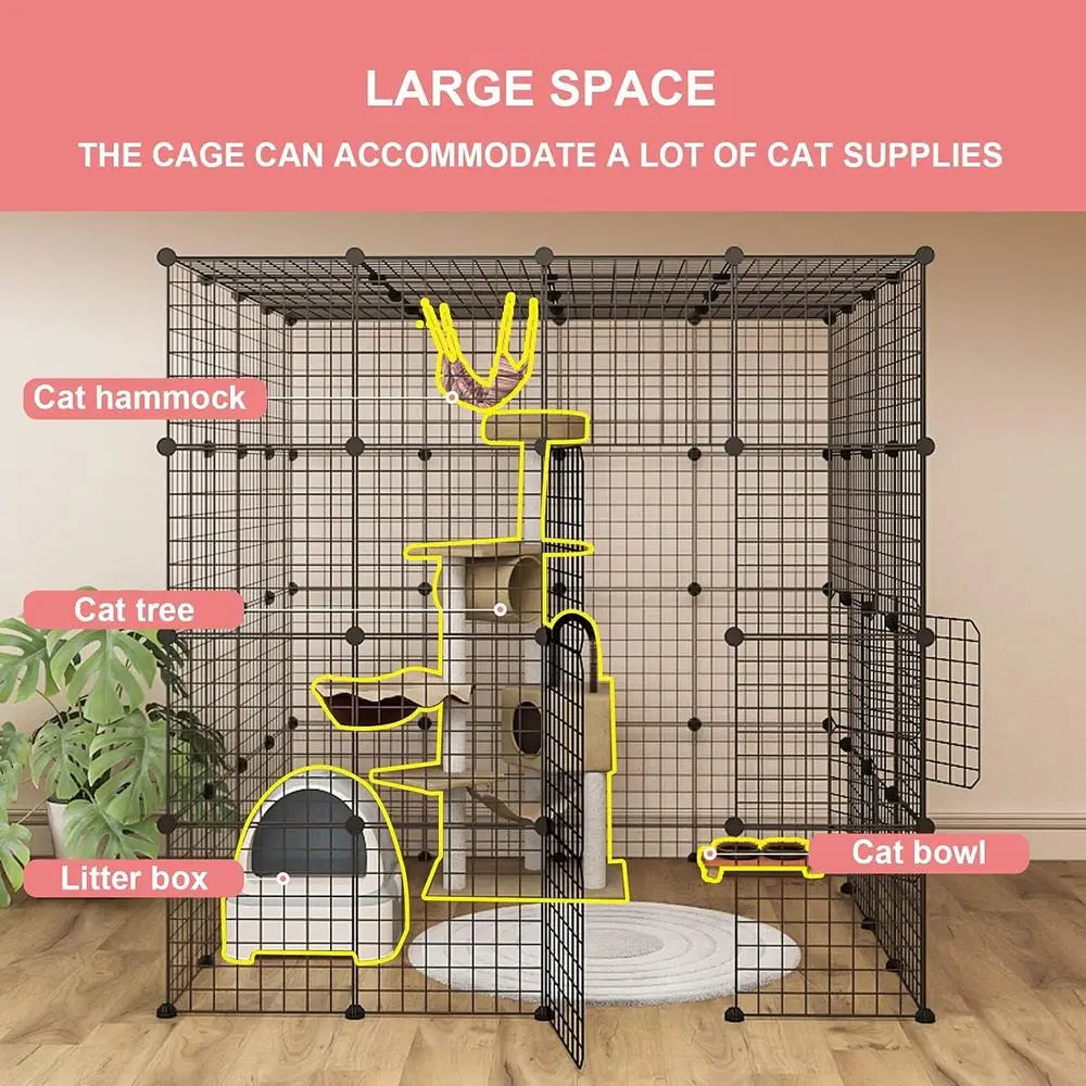 Large Indoor Metal Wire Cat Cage Detachable Playpen