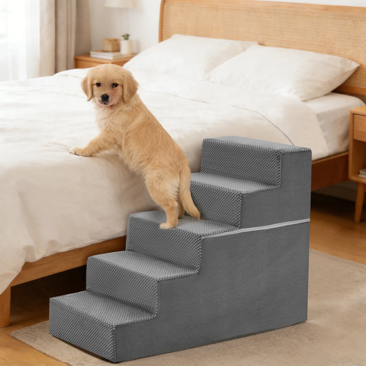 JHK 3 To 5 Step Curved Foam Dog Stairs Ramp