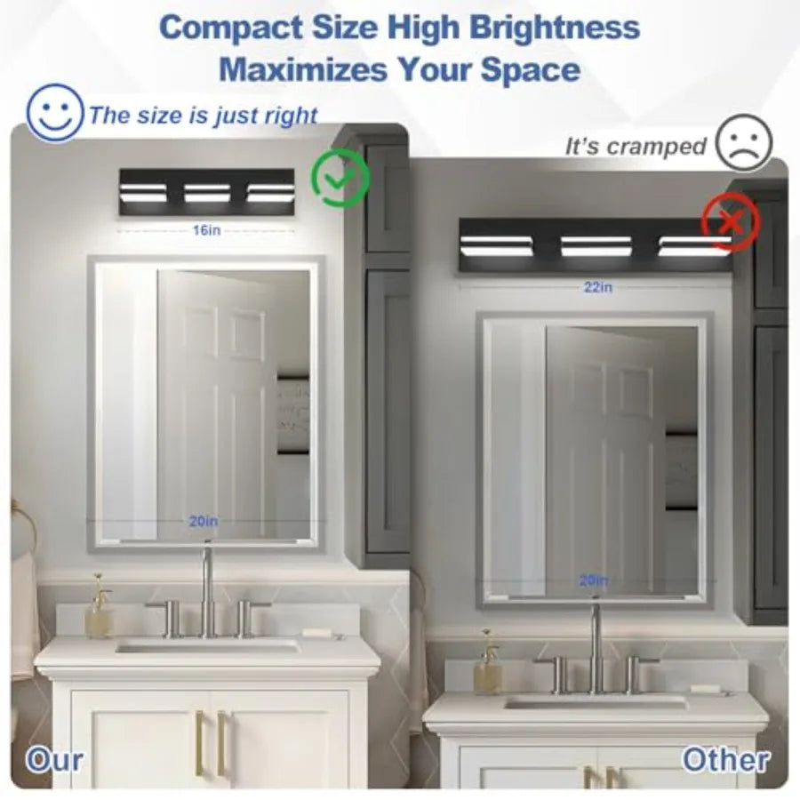 Modern LED 3 Light Bathroom Vanity Wall Fixture Metal Acrylic