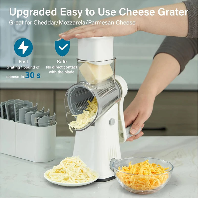 LMETJMA Rotary Cheese Grater And Vegetable Slicer