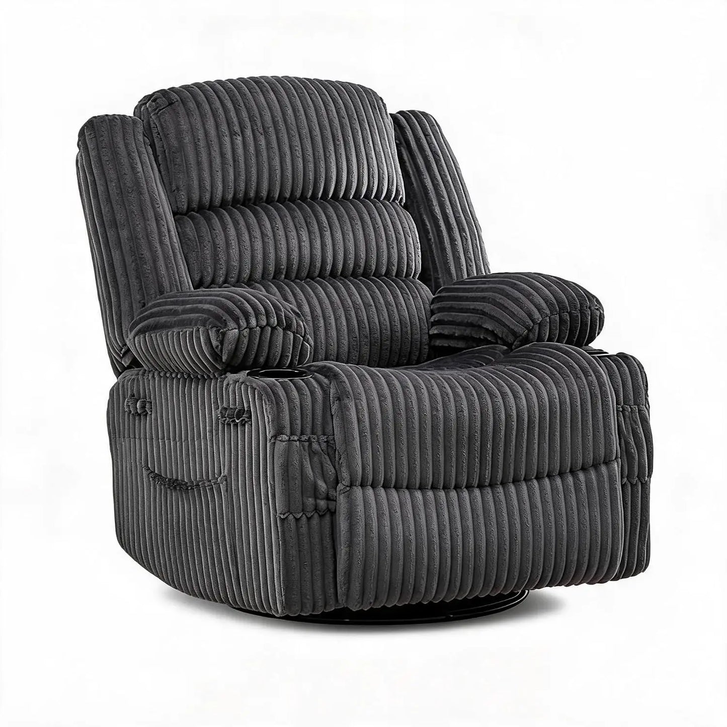 HiMISS 360° Swivel Rocking Glider Chair With Cup Holder