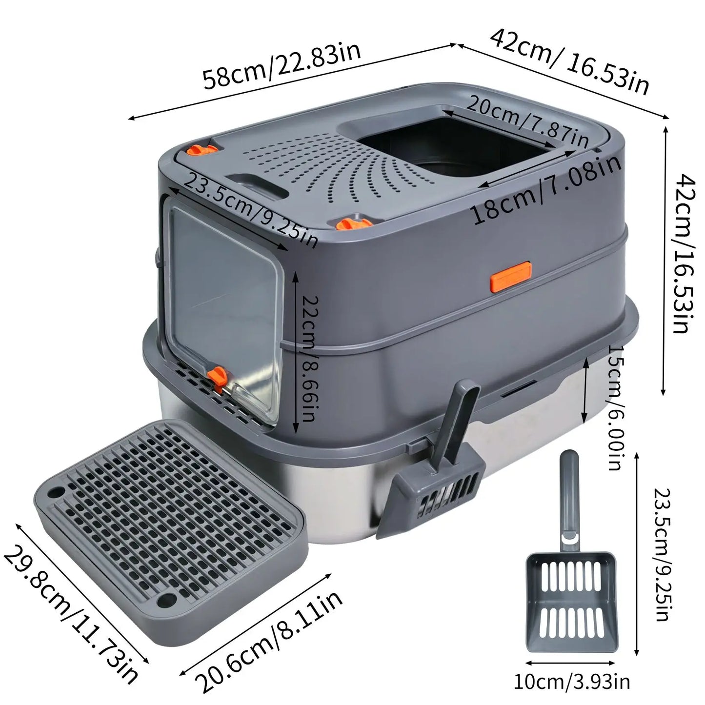 Large Enclosed Cat Litter Box With Lid And High Sides