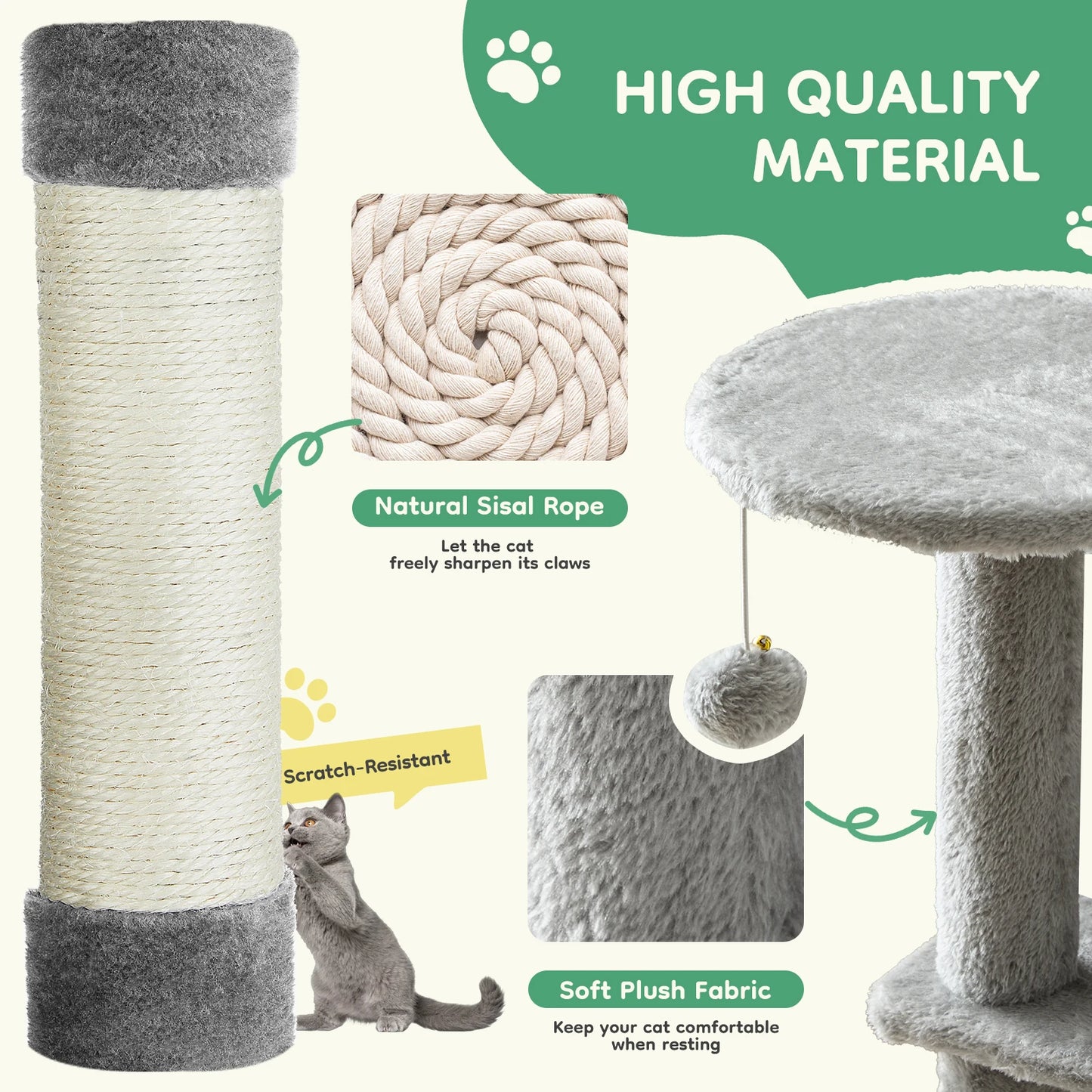 Jhk Tall 4 Tier Cat Tree With Sisal Scratching Posts
