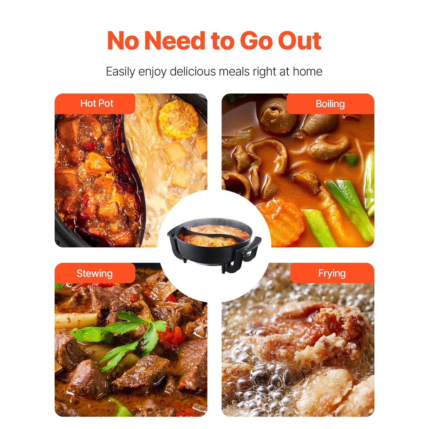 SucceBuy Electric Hot Pot Double Flavor Shabu Shabu Divider Cooker
