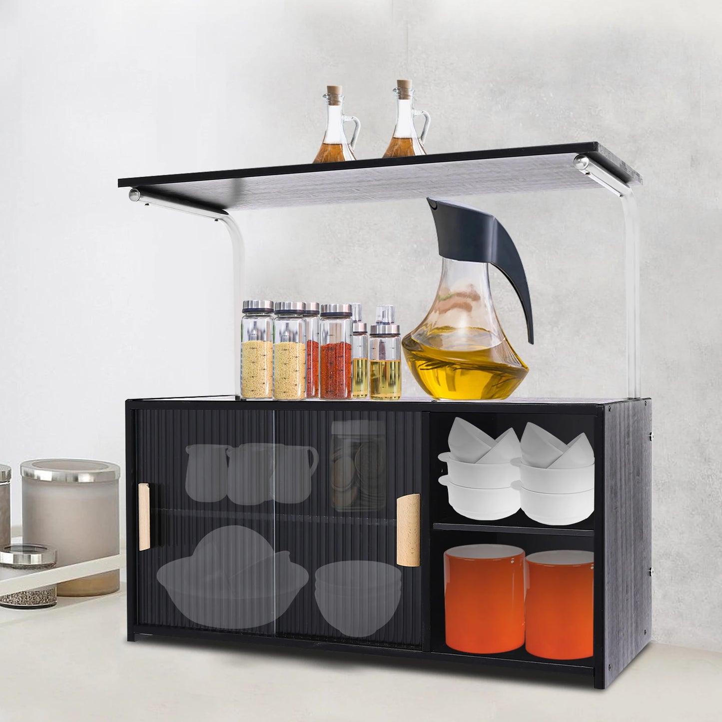 Storage Cabinet Two Tier With Adjustable Shelves Clear Door