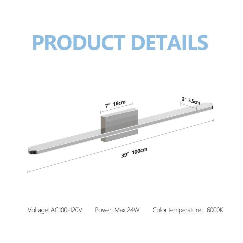 Modern LED Vanity Light For Bathroom Wall Mount Dimmable