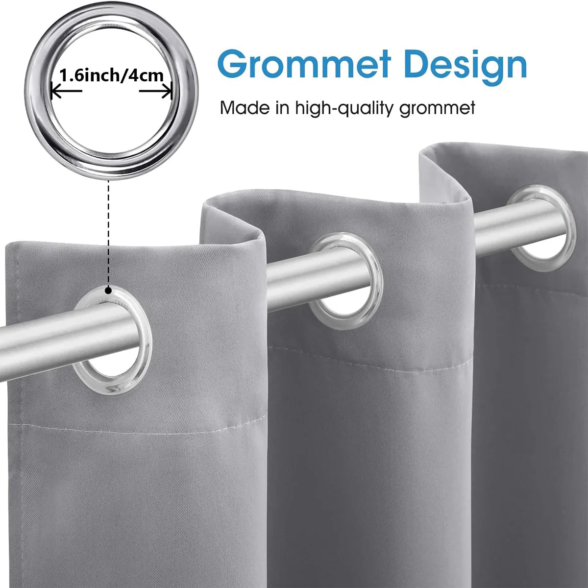 Blackout Curtains 4-Pack Heat Insulated for Bedroom and Living Room