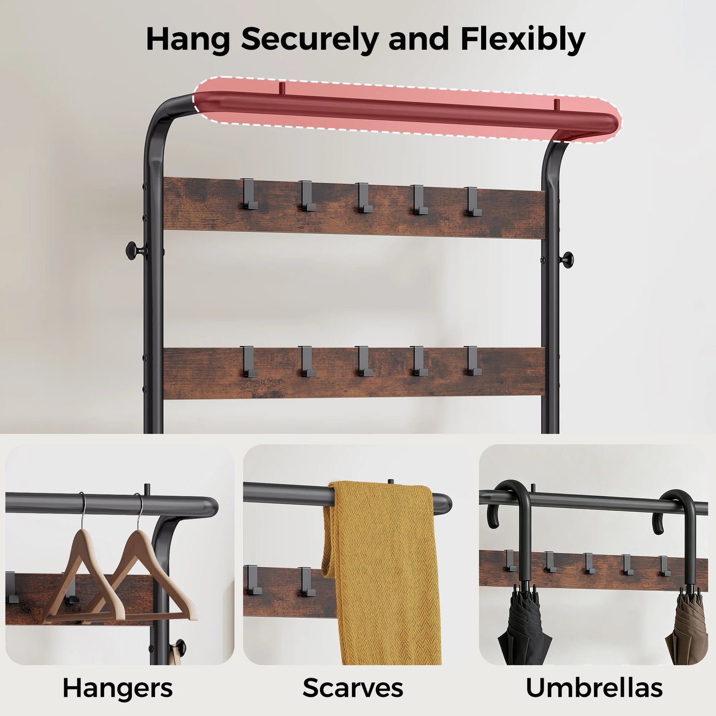 JHK 4-In-1 Coat Rack With Shoe Bench And Entryway Storage