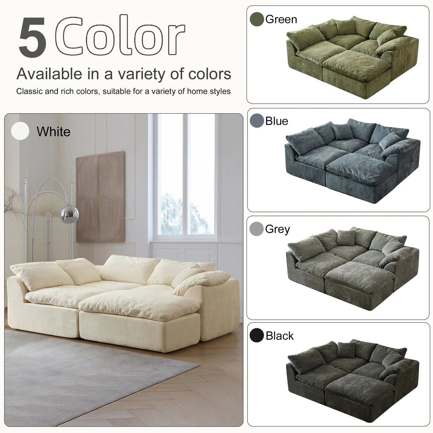 Yeflixvrau Modern Modular Sectional Sofa Removable Cushions