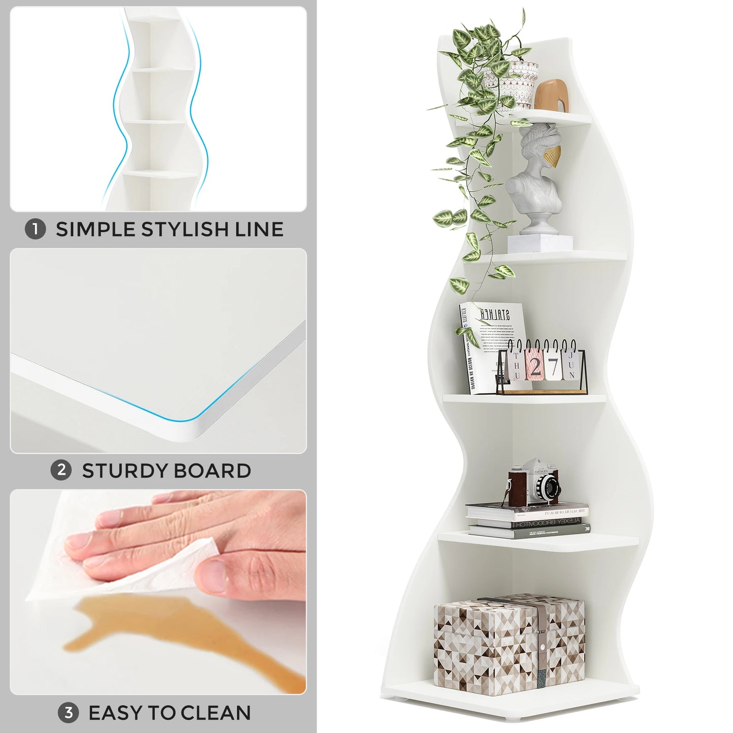 Tribesigns Five Tier Corner Shelf Wall Mounted Bookcase