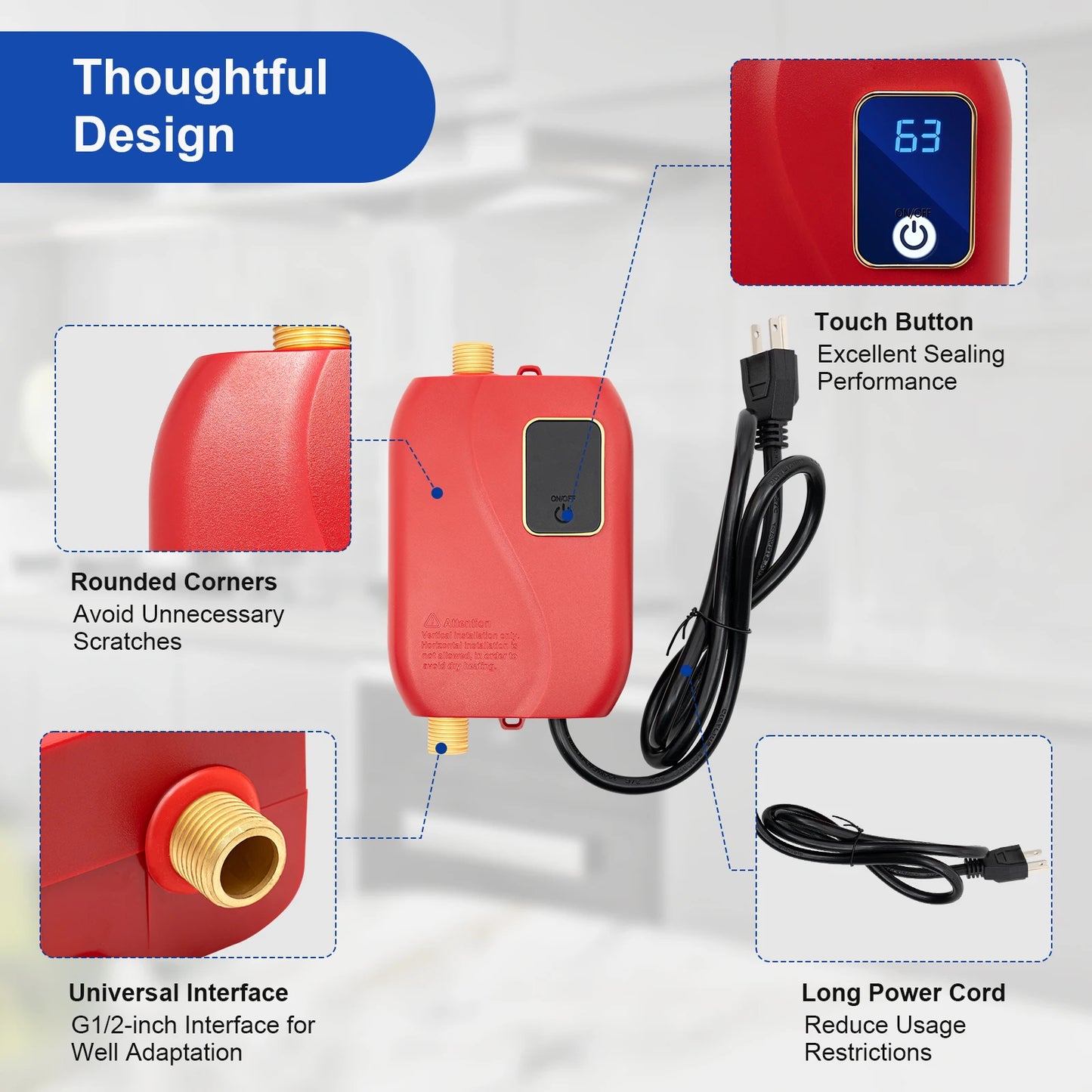 Sweetmile 3000W Instant Water Heater Tankless With Digital Display