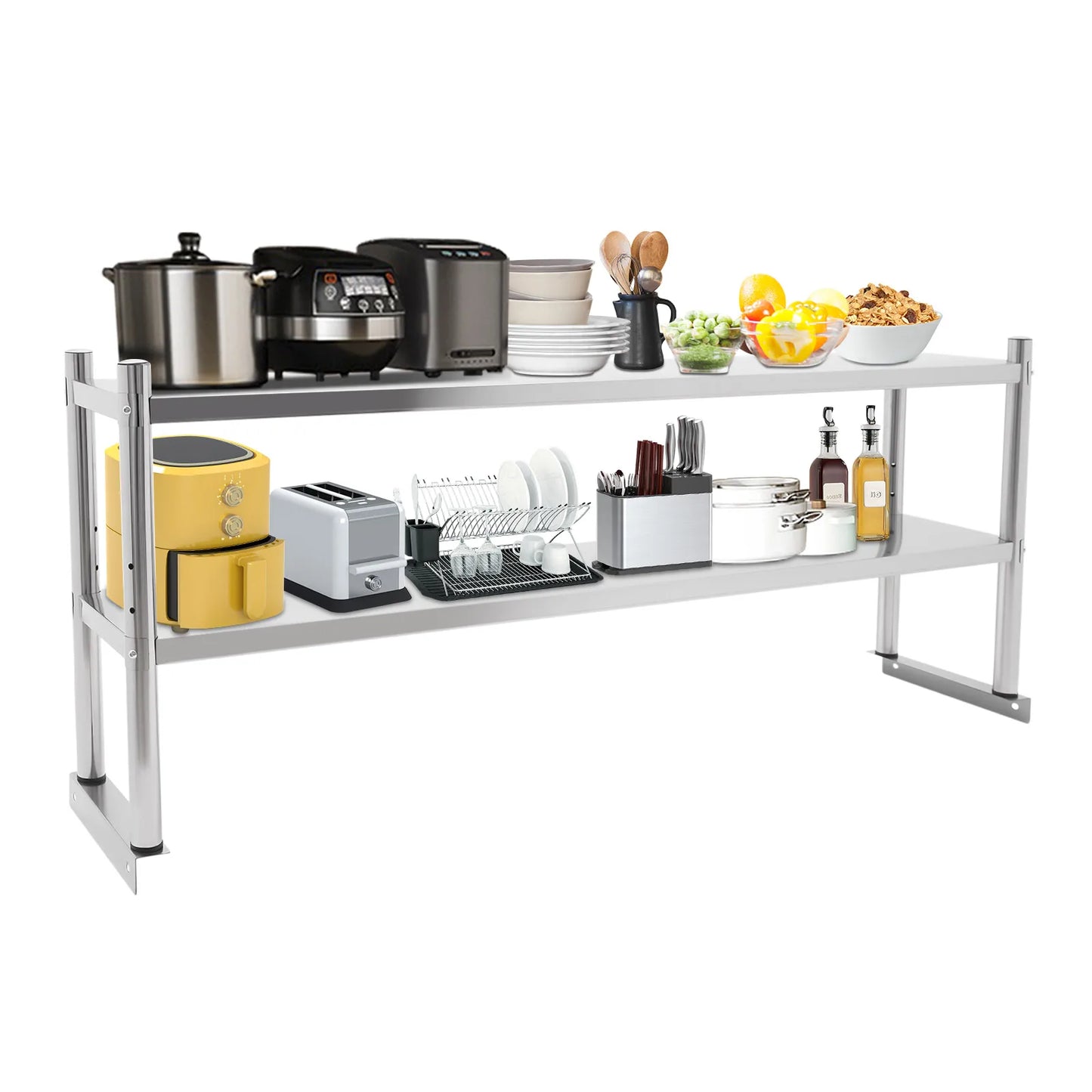 Stainless Steel 2-Tier Adjustable Shelving Unit For Storage