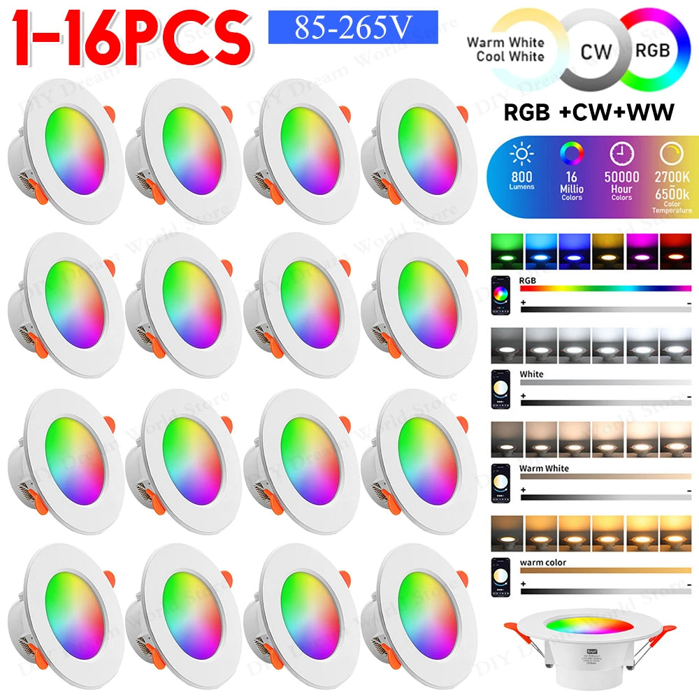APWIKOGER 10W Smart LED Downlight RGB CCT Bluetooth Lamp