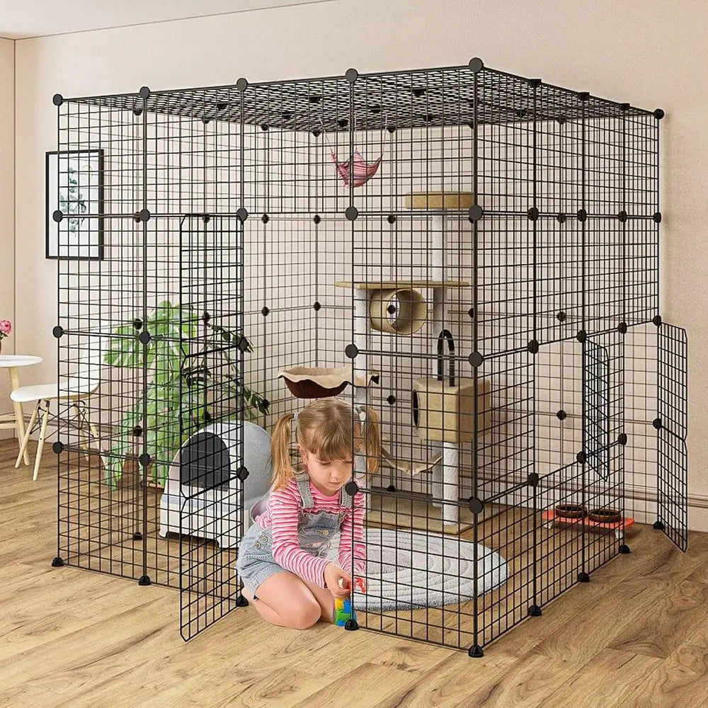Large Indoor Metal Wire Cat Cage Detachable Playpen
