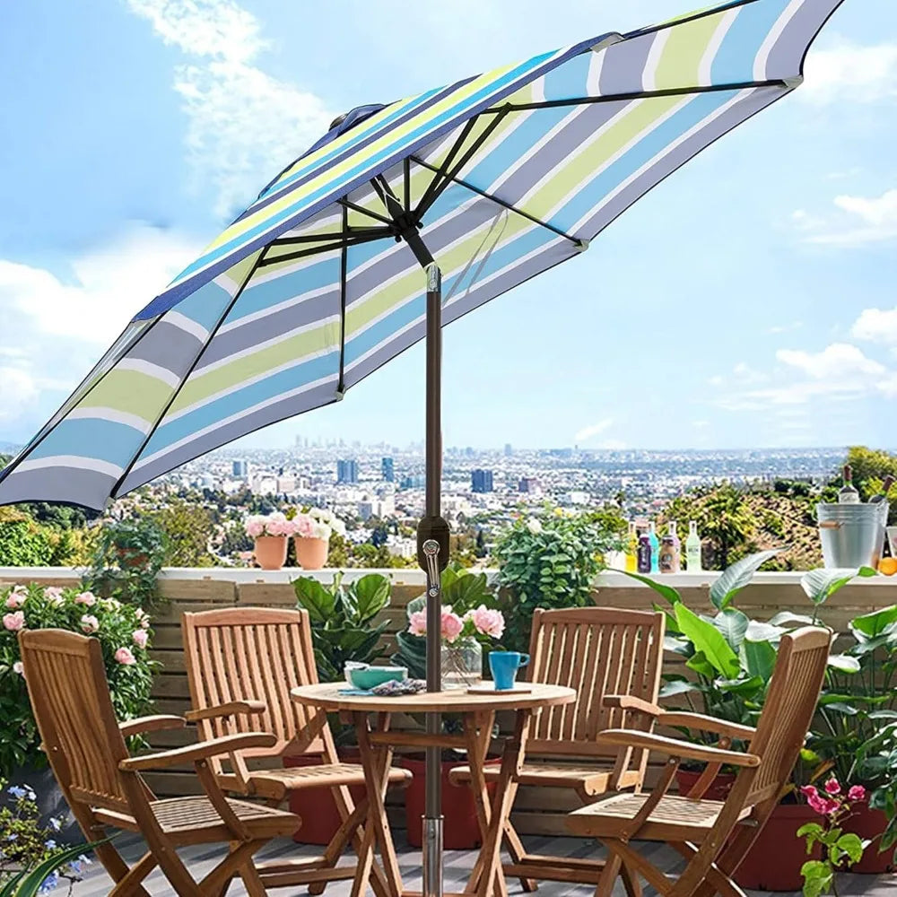 NBVCX Outdoor Patio Umbrella With 8 Ribs Tilt Crank