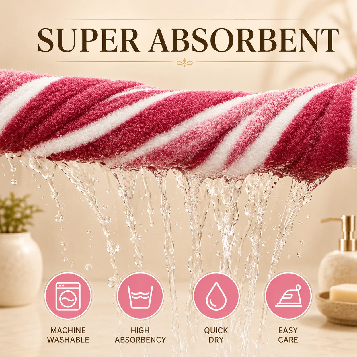 8 Piece Ultra Absorbent Microfiber Towel Set Two Tone Striped