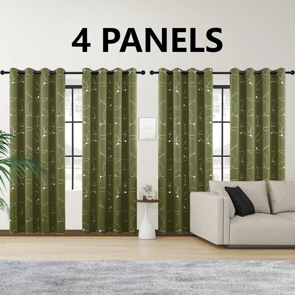 Blackout Curtain Set 4 Piece Grommet Thermal Insulated Room Darkening