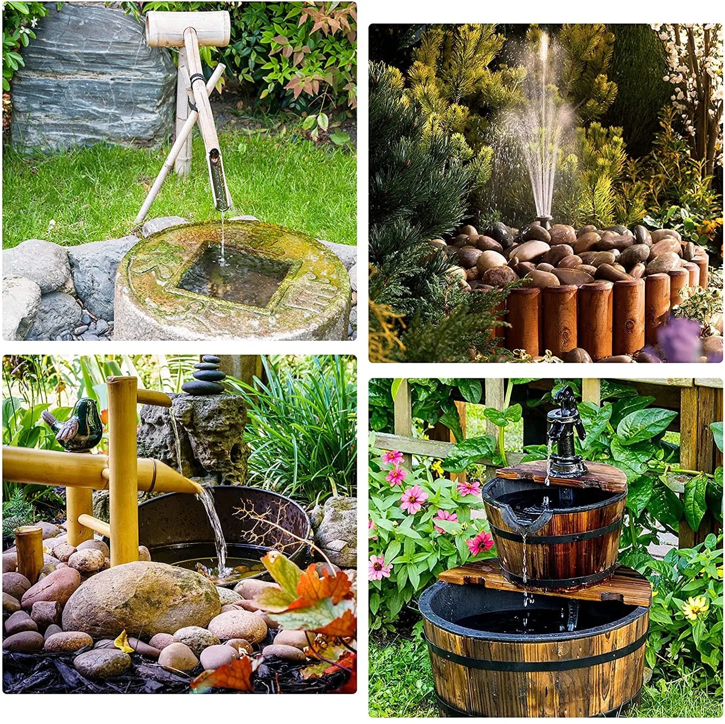 Solar Fountain Pump Kit For Pond With 6 Nozzles Outdoor