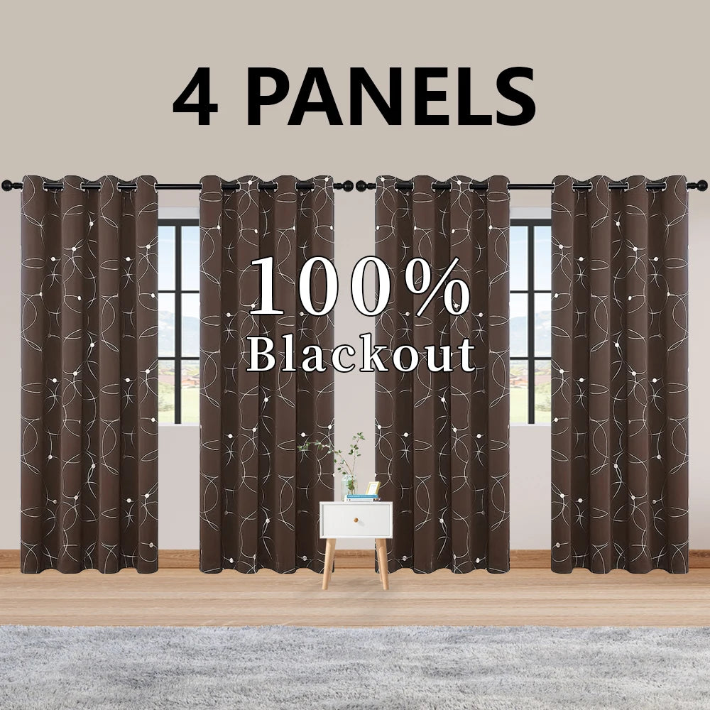 Blackout Curtain Set 4 Piece Grommet Thermal Insulated Room Darkening