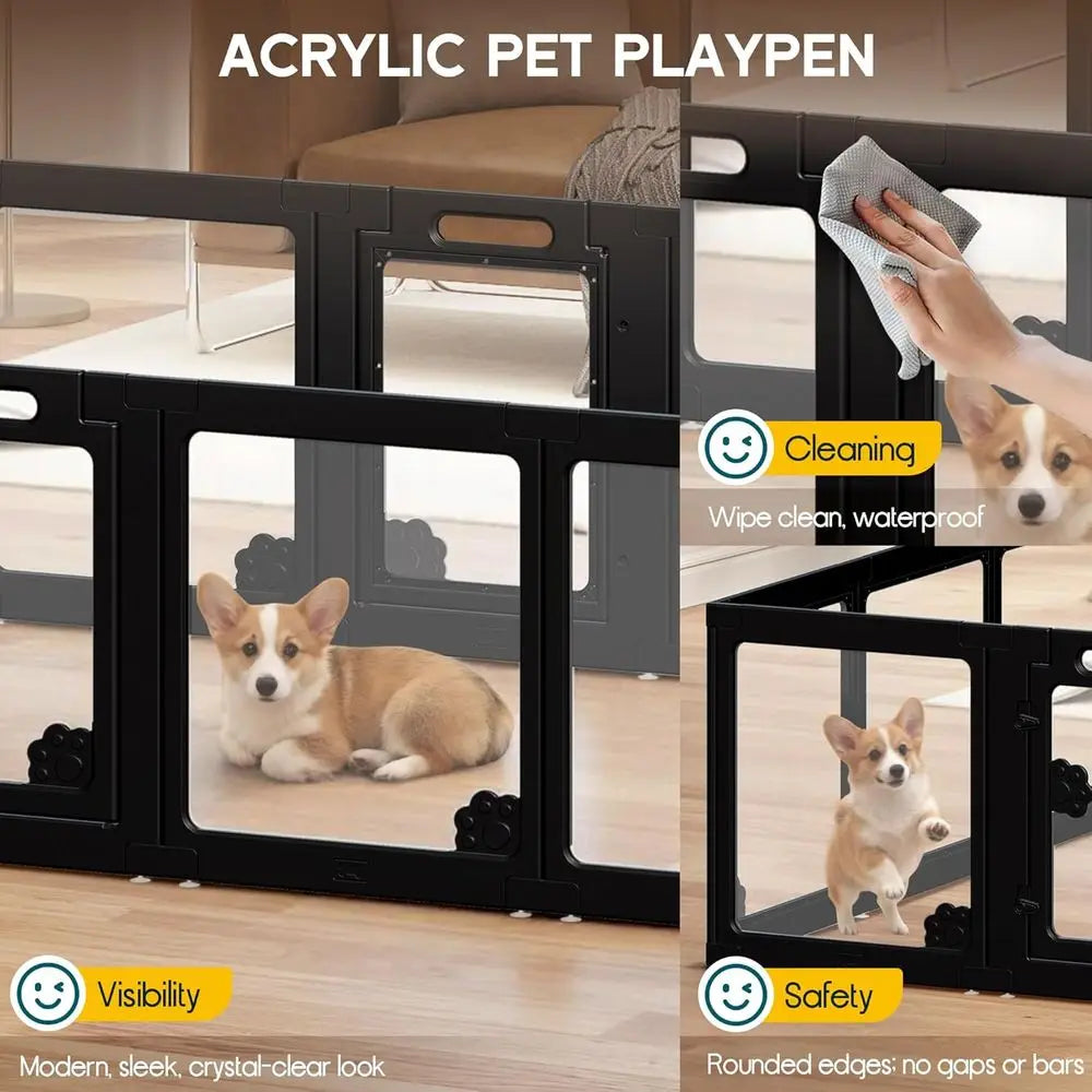 Acrylic Clear Dog Playpen With Two Doors