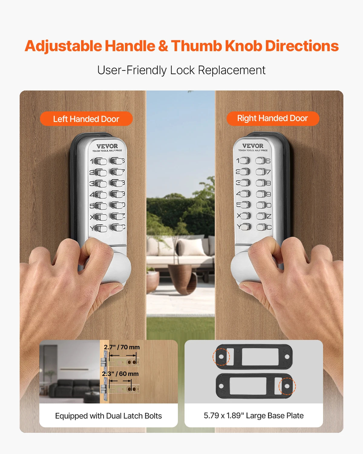 SucceBuy Mechanical Keyless Entry Door Lock 14Key Keypad