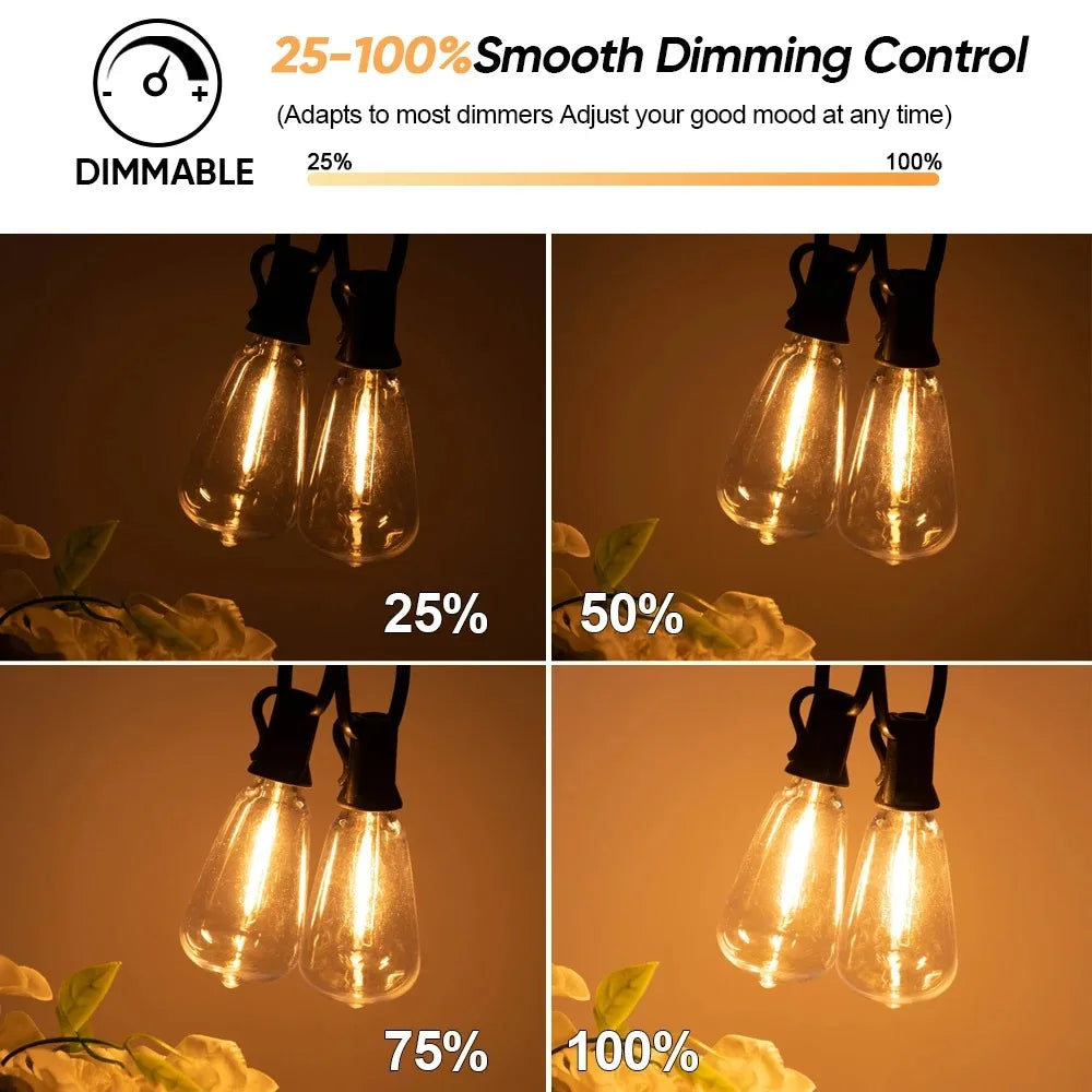Bhony Solar Outdoor String Lights ST38 Waterproof Patio