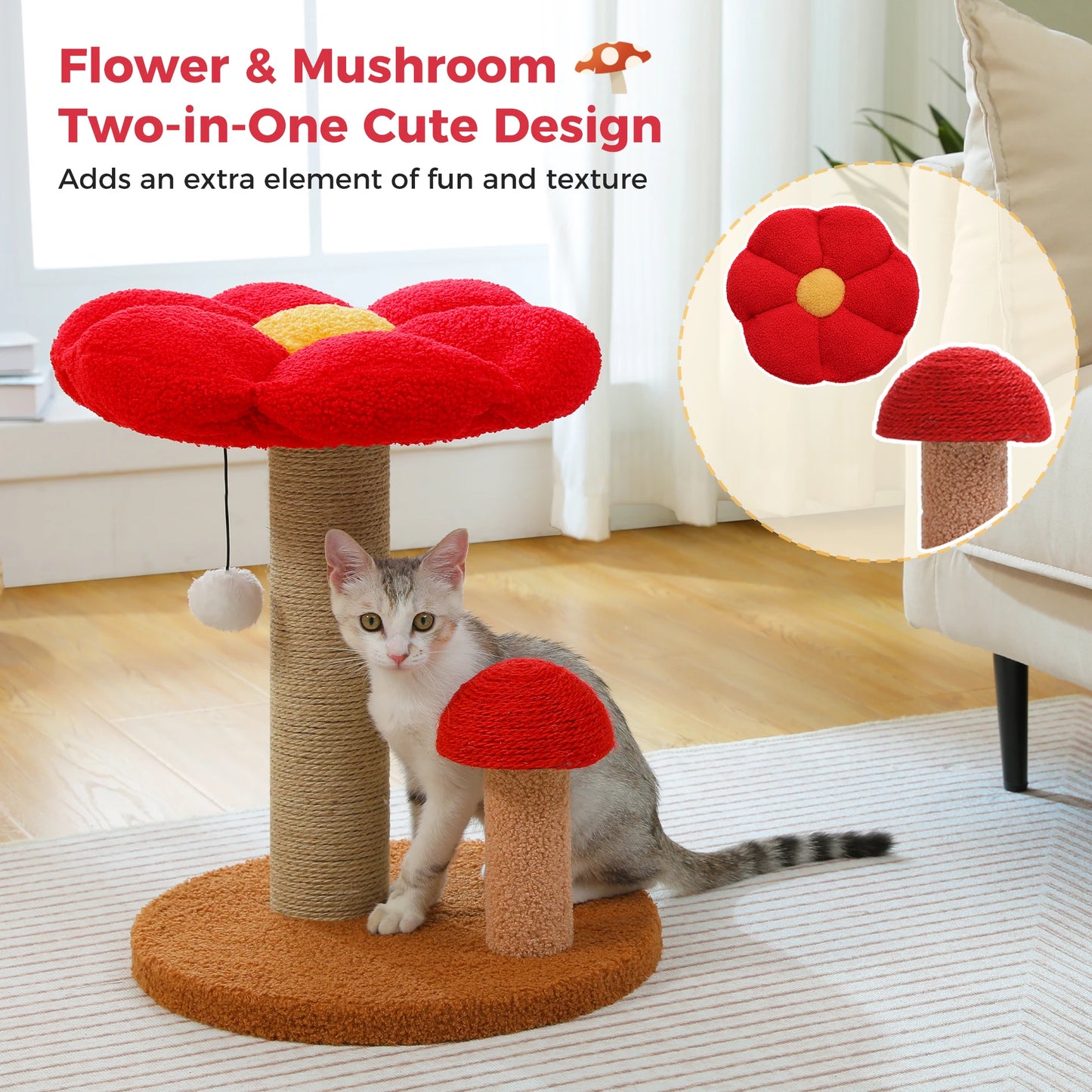 PAWZ Road Double Tier Cat Scratching Post With Removable Flower Bed