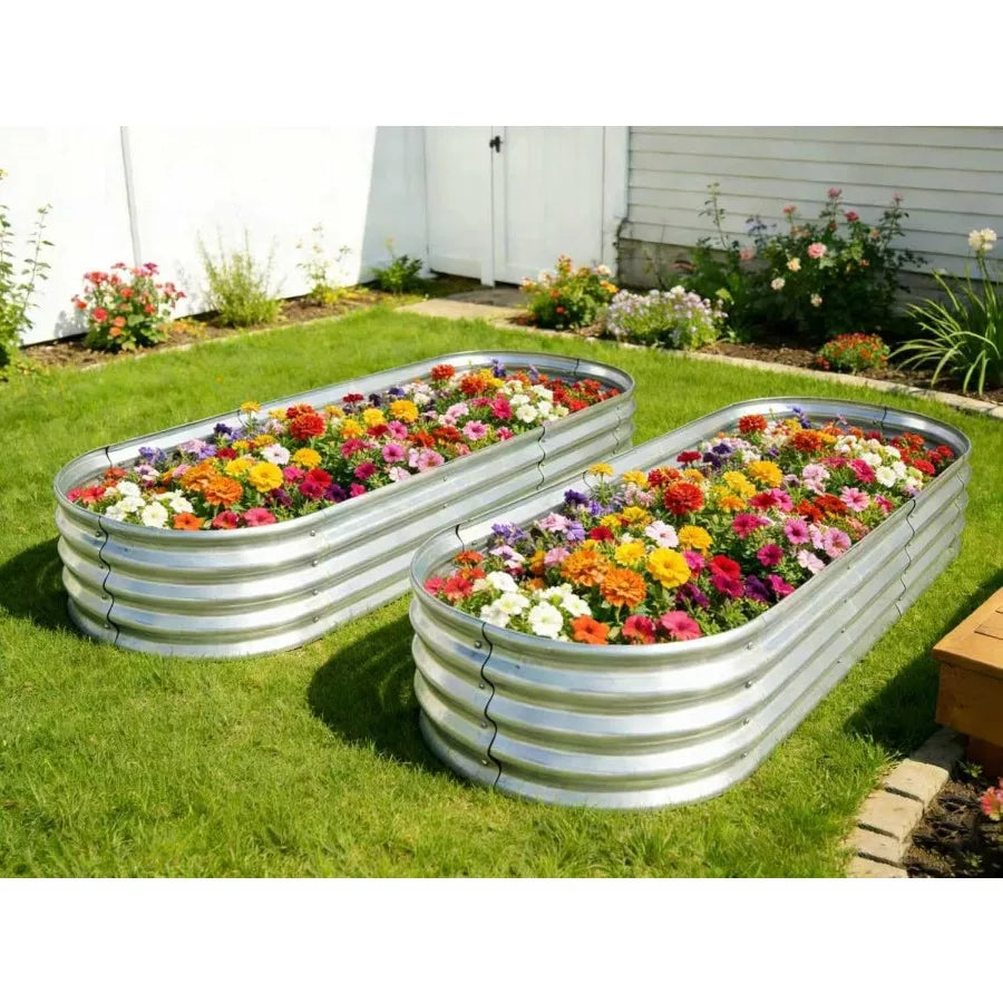 Raised Garden Bed Metal Elevated Planter For Vegetables Flowers Herbs