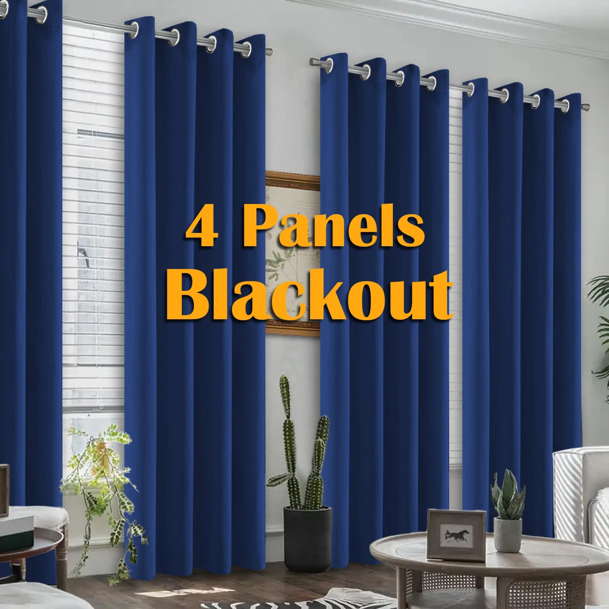 Blackout Curtains 4-Pack Heat Insulated for Bedroom and Living Room