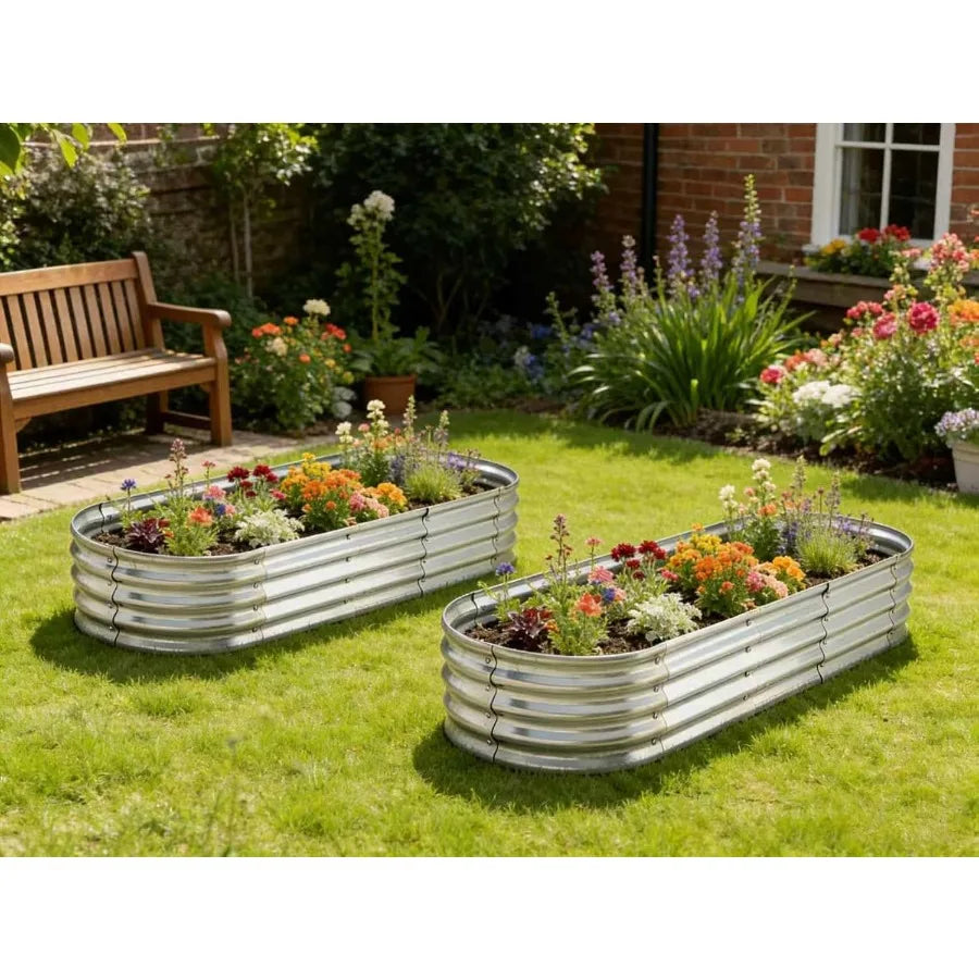 Raised Garden Bed Metal Elevated Planter For Vegetables Flowers Herbs