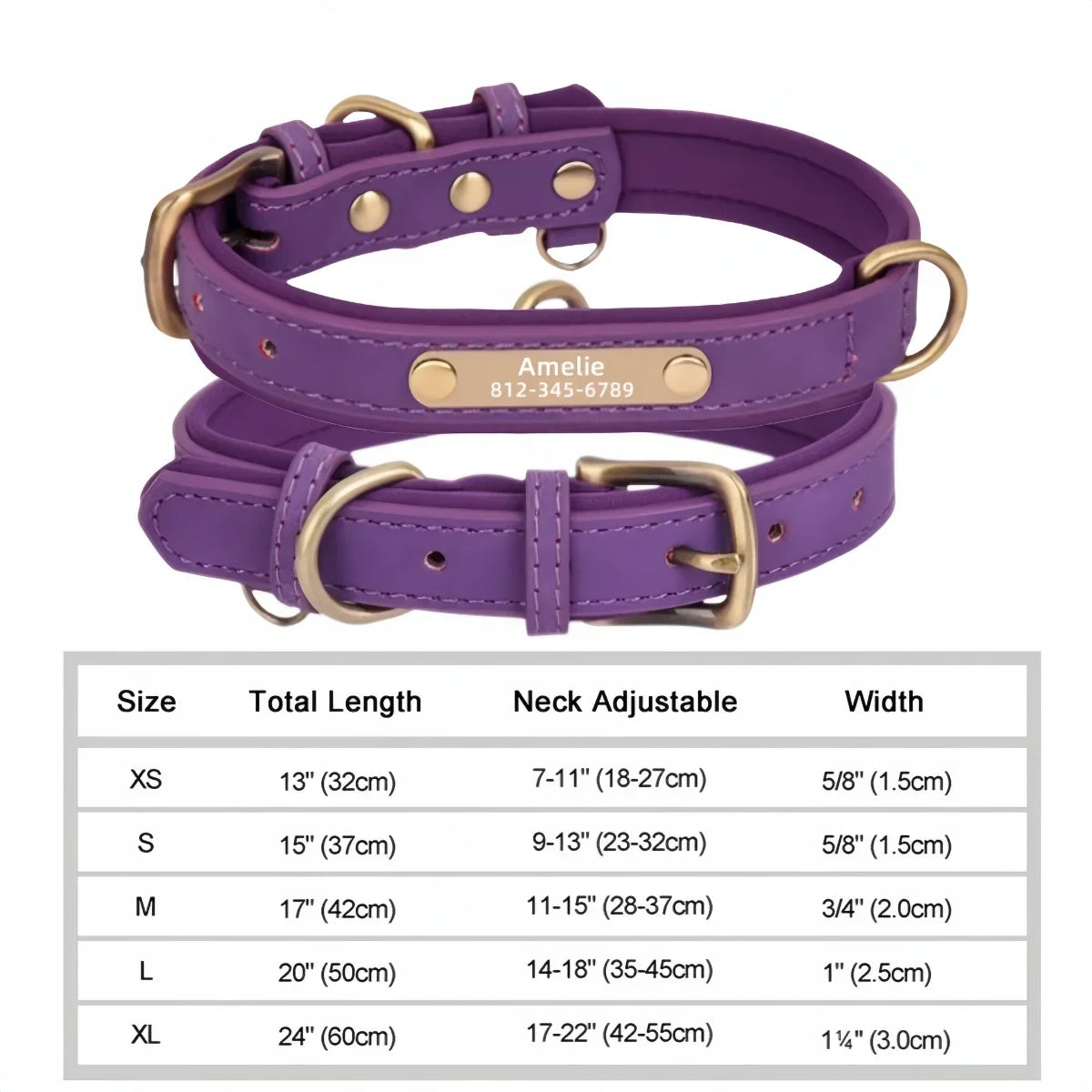 COOYOMOO Personalized Leather ID Nameplate Dog Collar With Engraving