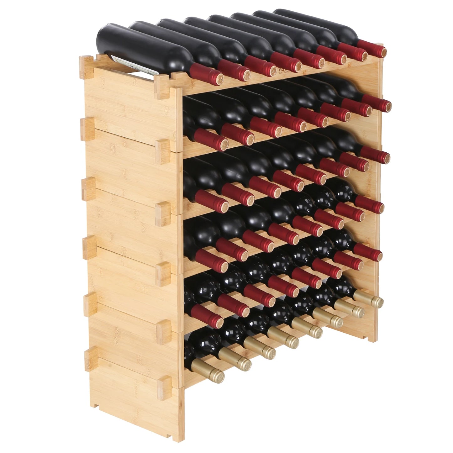 SucceBuy Eight Tier Bamboo Stackable Wine Rack