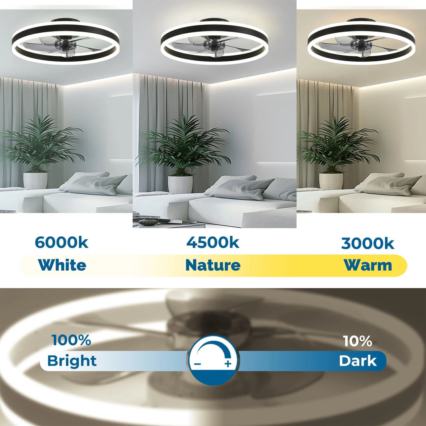 Orison Flush Mount Low Profile LED Ceiling Fan With Remote