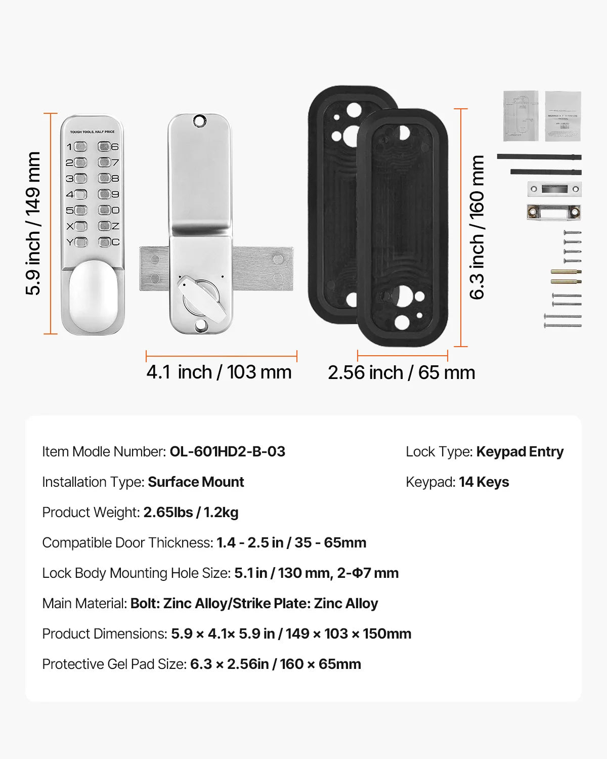 SucceBuy Mechanical Keyless Entry Door Lock 14Key Keypad
