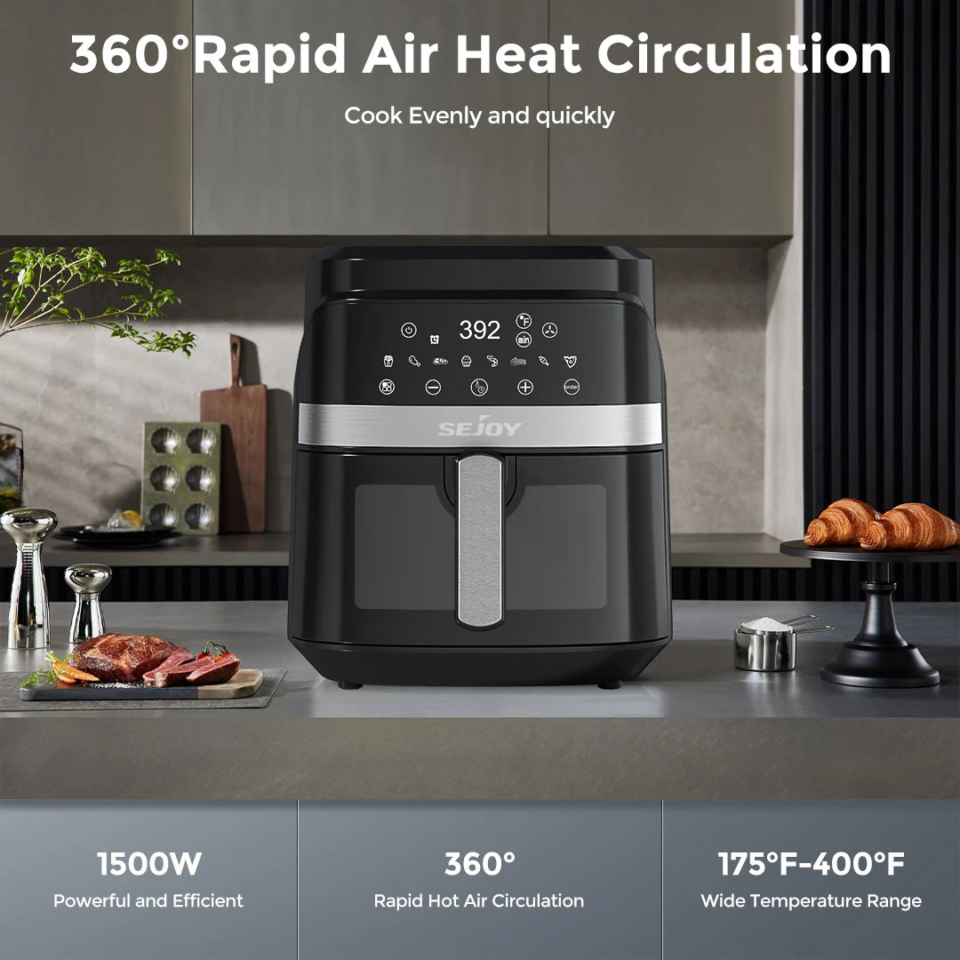 SEJOY 8-in-1 Air Fryer Oven for Frying, Roasting and Baking