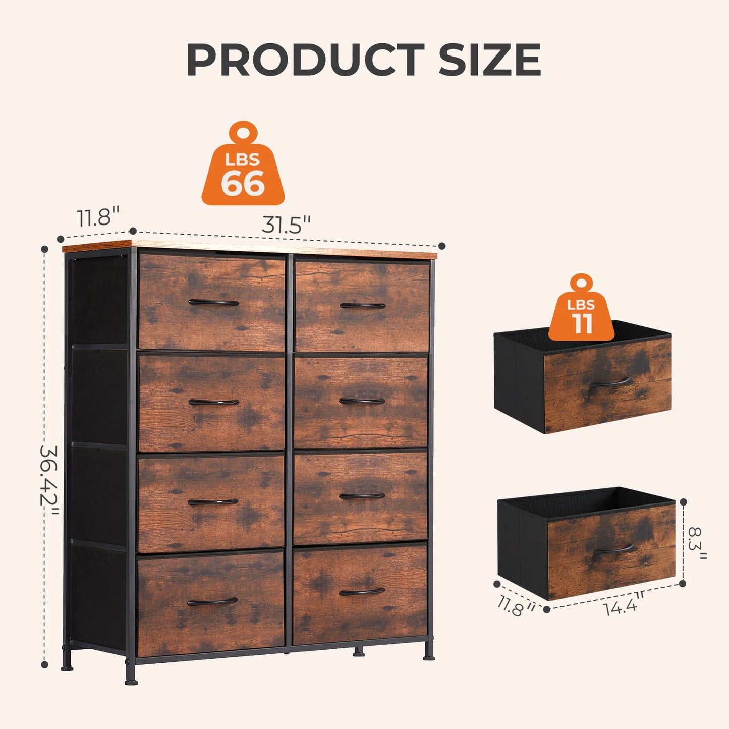 MCQ 8 Drawer Cabinet For Living Room Storage Organizer