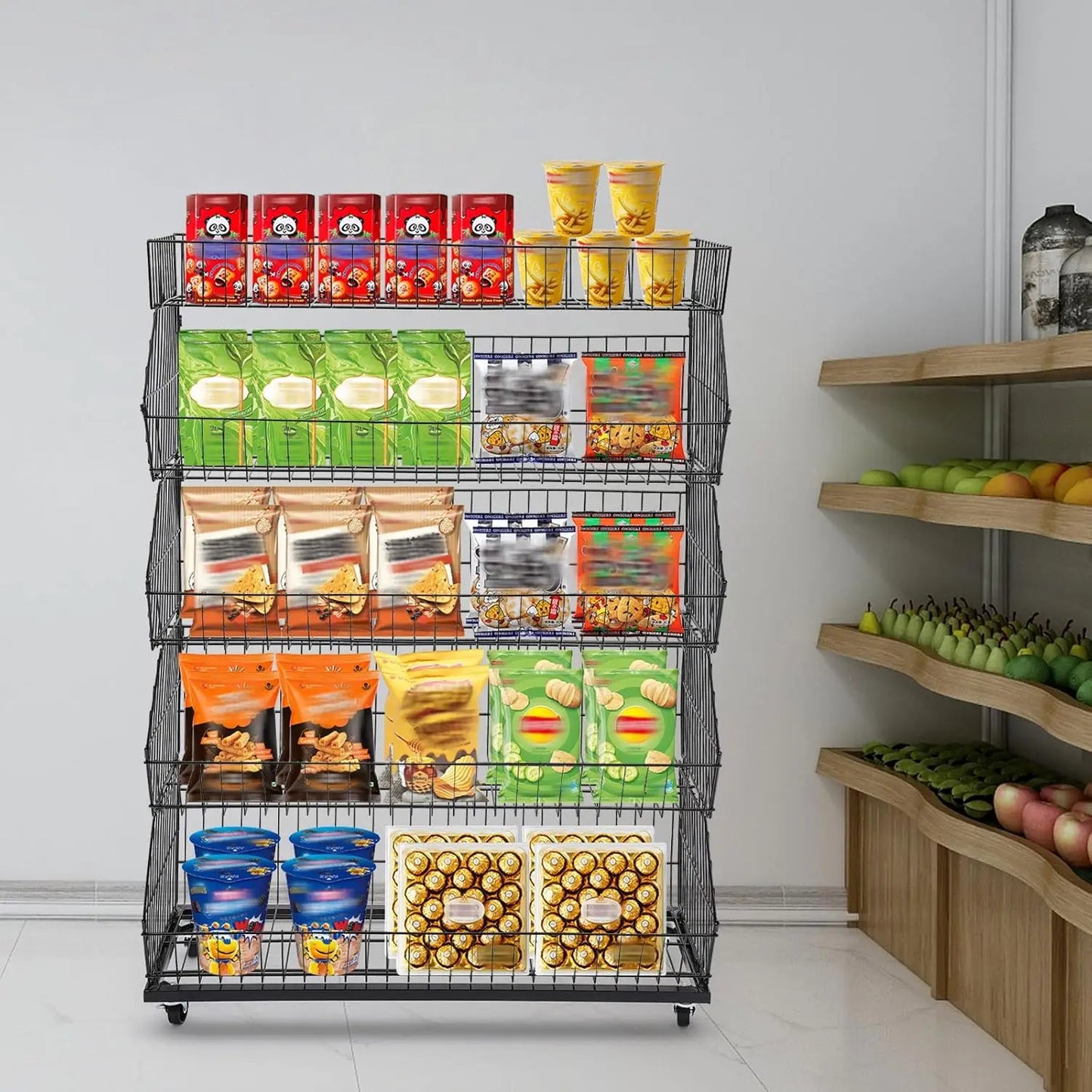 5-Tier Wire Metal Mobile Storage Shelf For Home Market