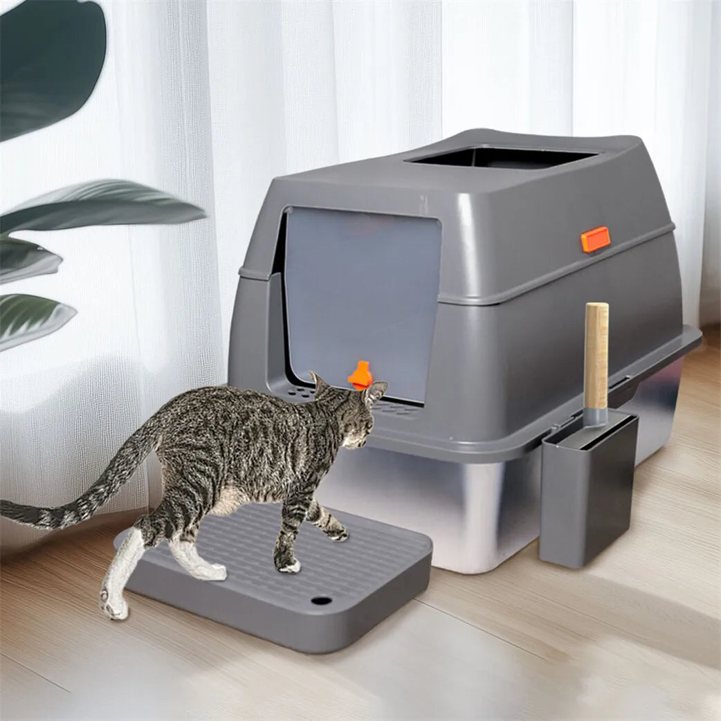 Large Enclosed Cat Litter Box With Lid And High Sides