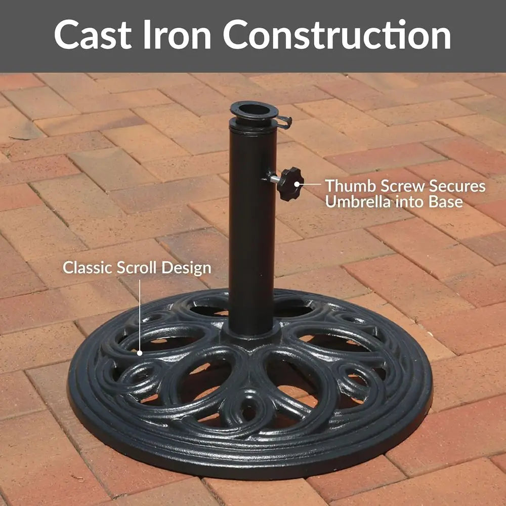 Sunnydaze Cast Iron Patio Umbrella Base Heavy Duty Round Stand
