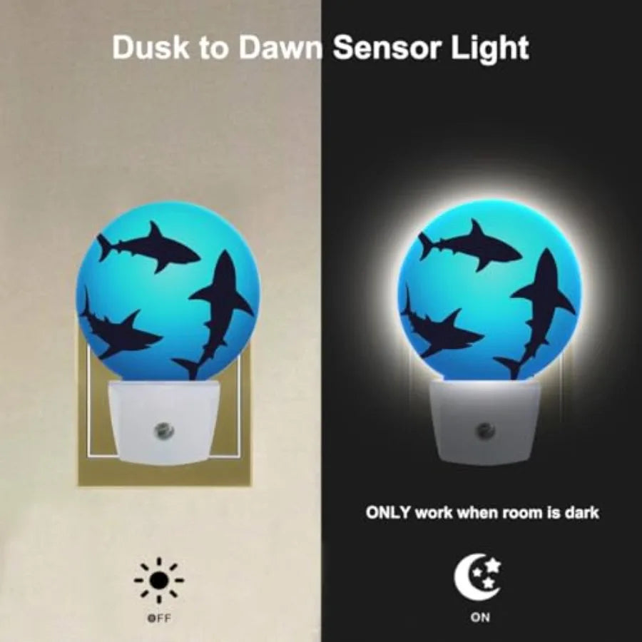 Floating Sharks Night Light With Dusk To Dawn Sensor