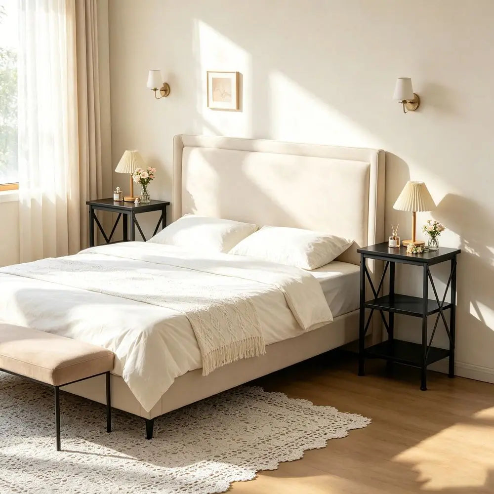 3 Tier End Table With Storage Shelves Bedroom Living Room