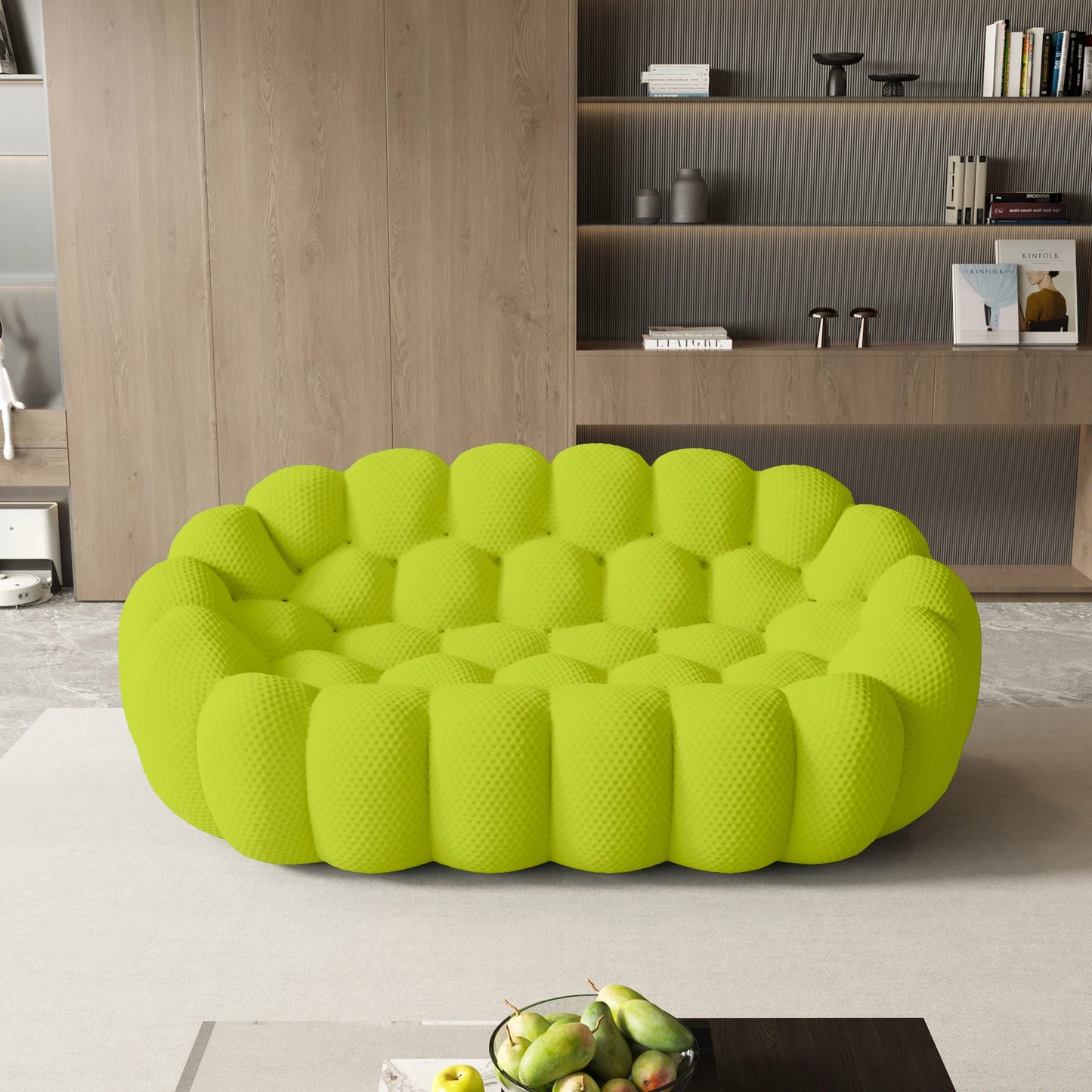 Sdorens Modern Curved Boneless Sofa With Knit Fabric Loveseat