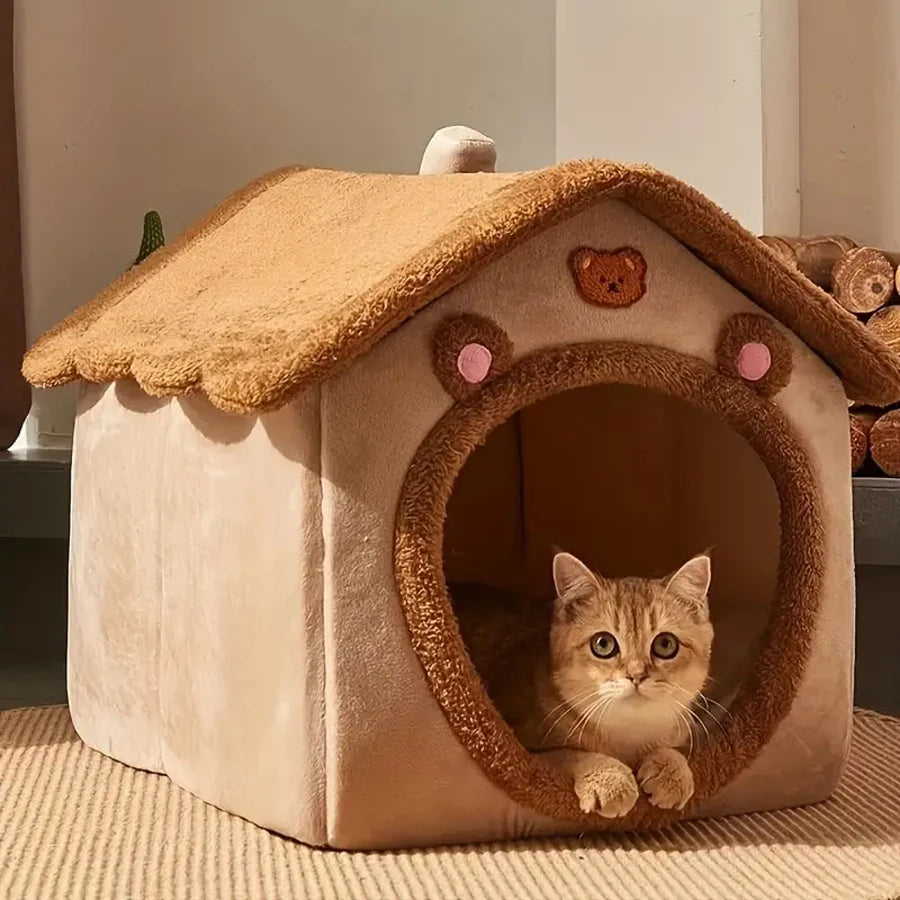 Foldable Pet House Removable Washable Cat Bed for Small Pets