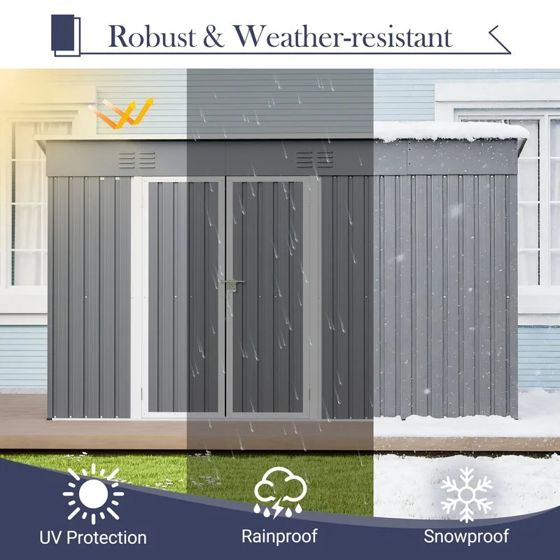 Lockable Metal Garden Shed With Floor Frame For Tools