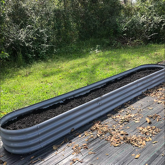 Tramull Galvanized Raised Garden Bed Outdoor Planter For Vegetables Herbs