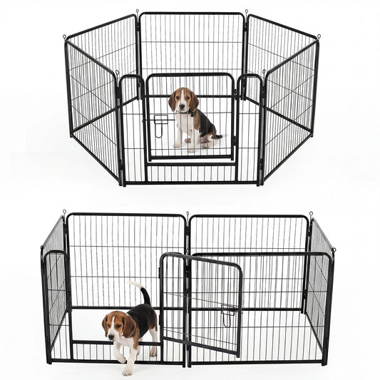 JHK Six Panel Metal Dog Playpen Pet Fence For Indoor Outdoor Use