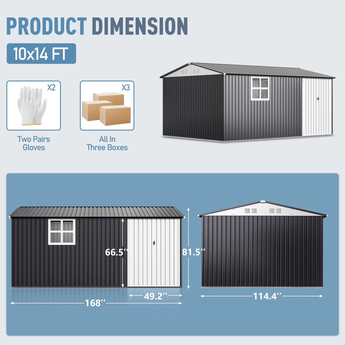 VIWAT Outdoor Metal Storage Shed With Lockable Window