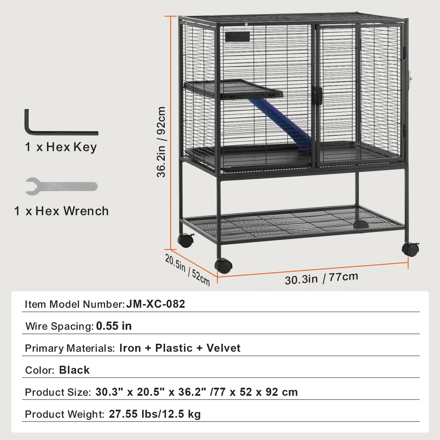 Rolling Metal Ferret Cage 4 Tier For Small Animals