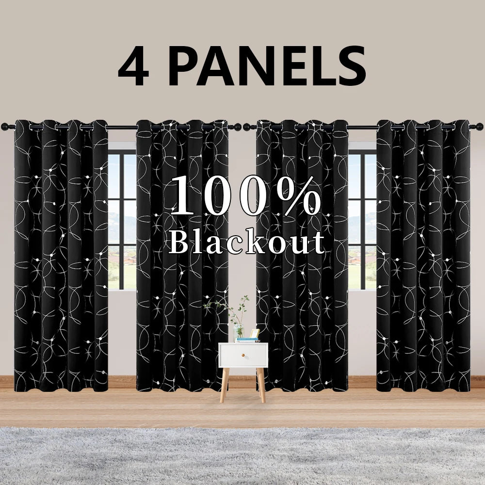 Blackout Curtain Set 4 Piece Grommet Thermal Insulated Room Darkening