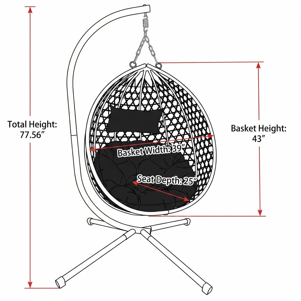 Foldable Hanging Egg Chair With Stand Outdoor Indoor Balcony